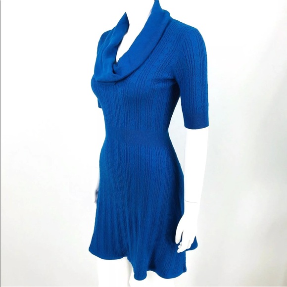 BCBGMaxAzria Dresses & Skirts - BCBG Maxazria Blue Cowl Neckline Sweater Dress